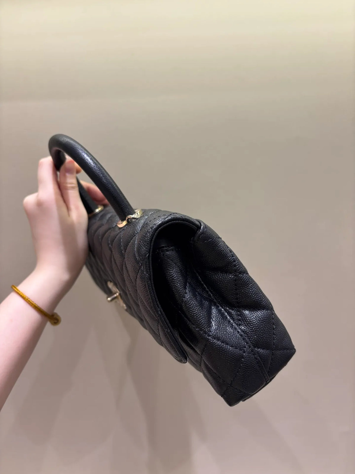 Chanel 26P Mini Coco Handle Horizontal Shoulder Bag Caviar
