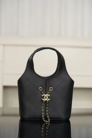 CHANEL 26S Baskets Hobo Bag Black Gold Small