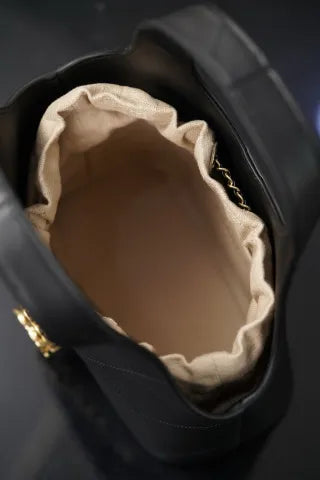 CHANEL 26S Baskets Hobo Bag Black Gold Small