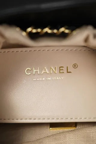 CHANEL 26S Baskets Hobo Bag Black Gold Small