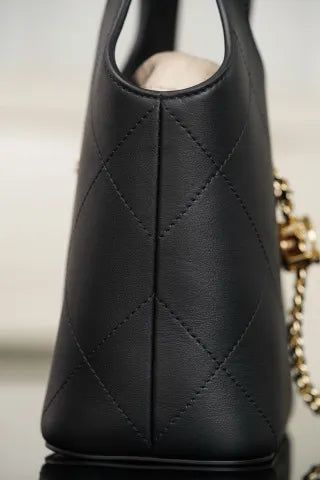 CHANEL 26S Baskets Hobo Bag Black Gold Small