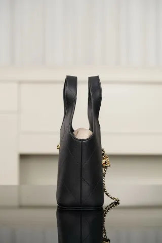 CHANEL 26S Baskets Hobo Bag Black Gold Small