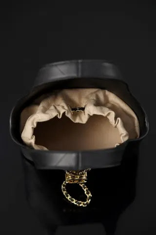 CHANEL 26S Baskets Hobo Bag Black Gold Small