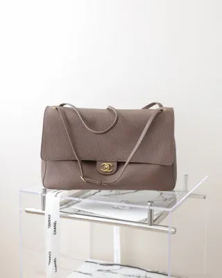 Chanel 26S Classic Flap Large Handbag Caviar Leather Brown 210401402130