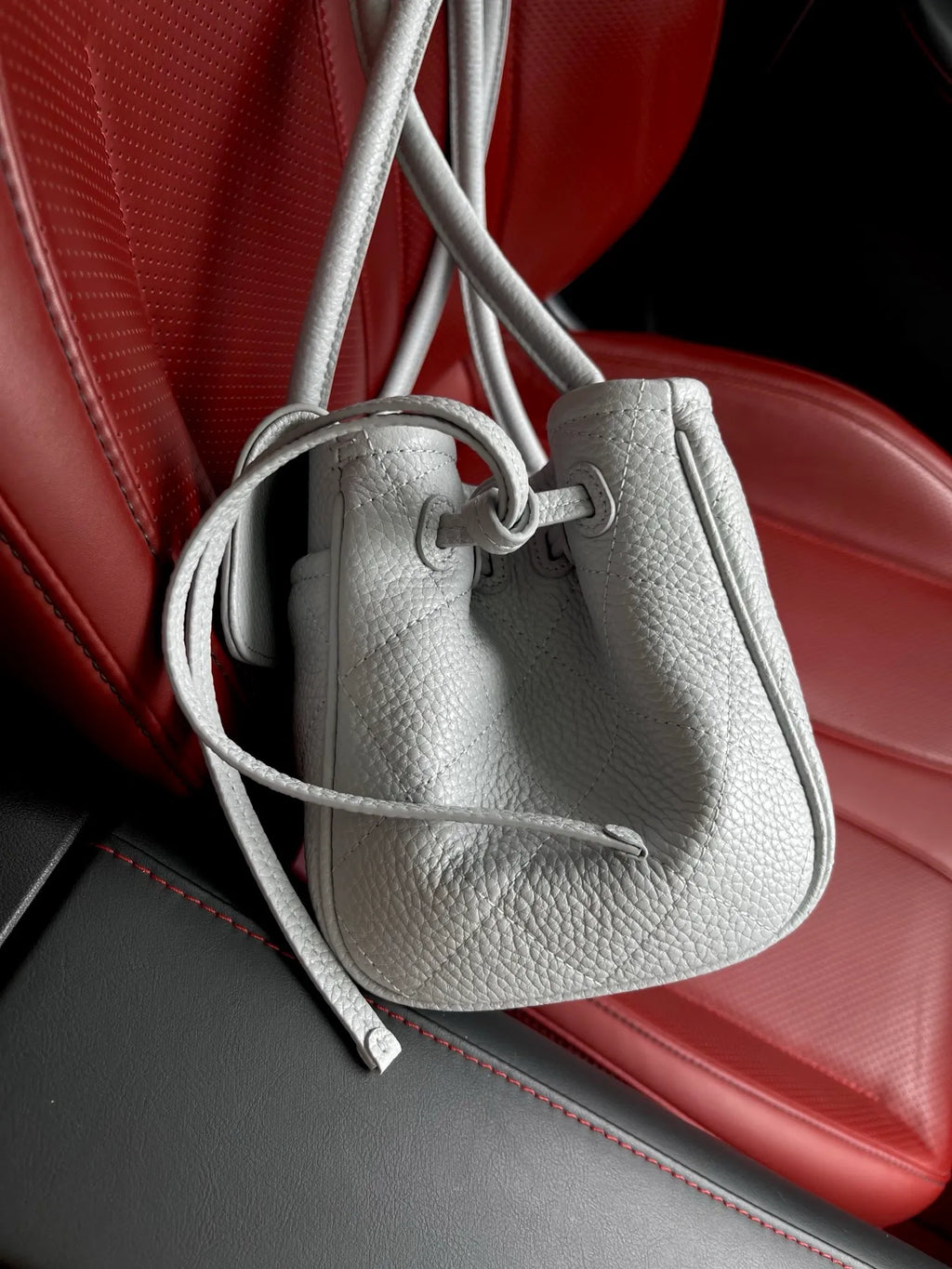 Chanel 26S Lychee Pattern Baguette Bag Ice Gray 6288