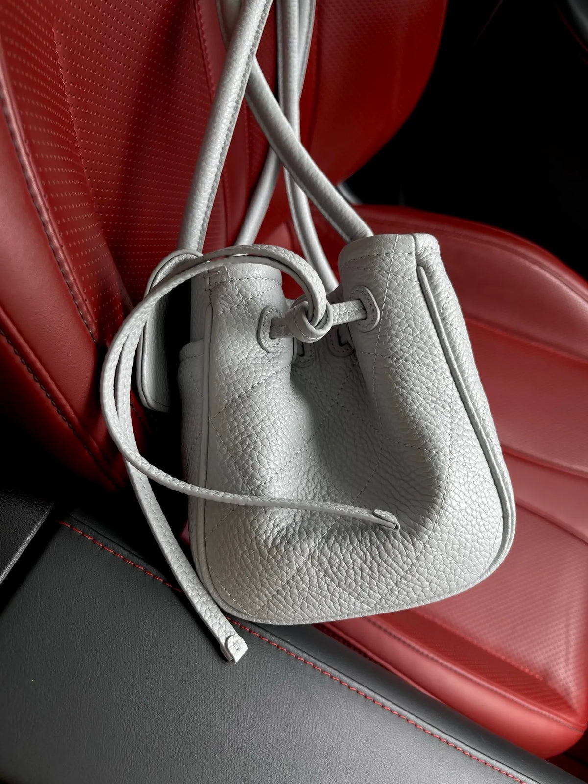 Chanel 26S Lychee Pattern Baguette Bag Ice Gray 6288