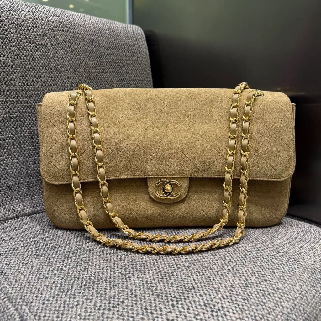 Chanel 26S Maxi Flap Suede Shoulder Bag