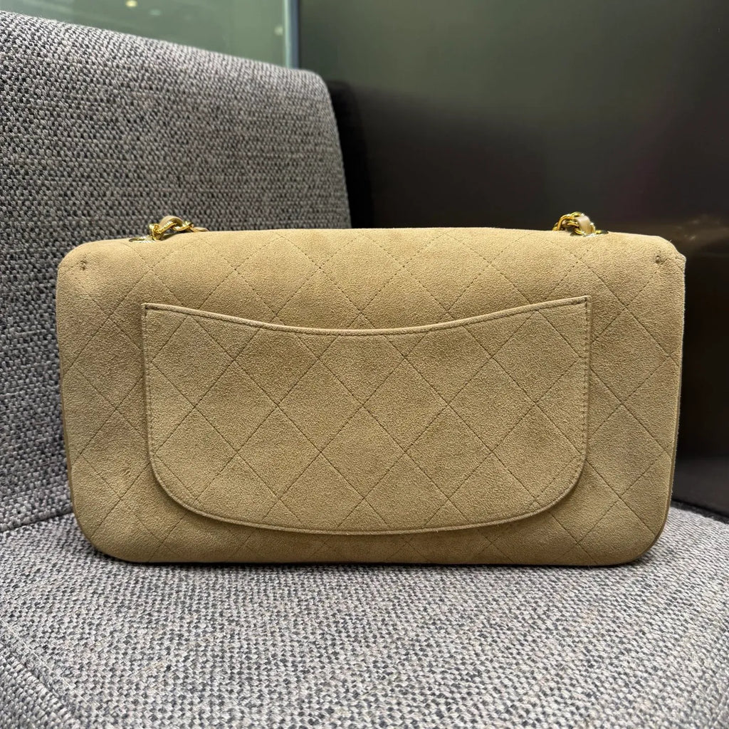 Chanel 26S Maxi Flap Suede Shoulder Bag