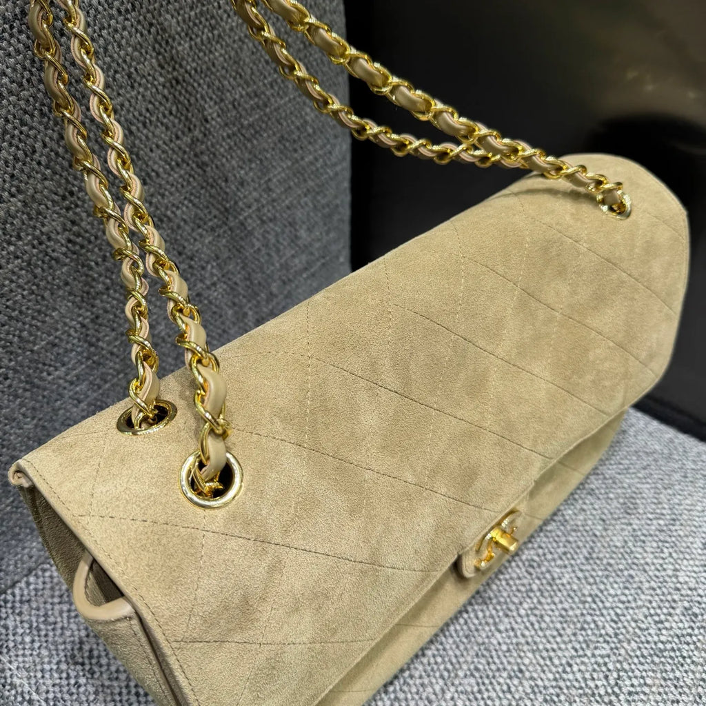 Chanel 26S Maxi Flap Suede Shoulder Bag