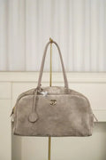 Chanel 26ss Bowling Bag Suede Grey Large