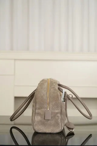 Chanel 26ss Bowling Bag Suede Grey Large