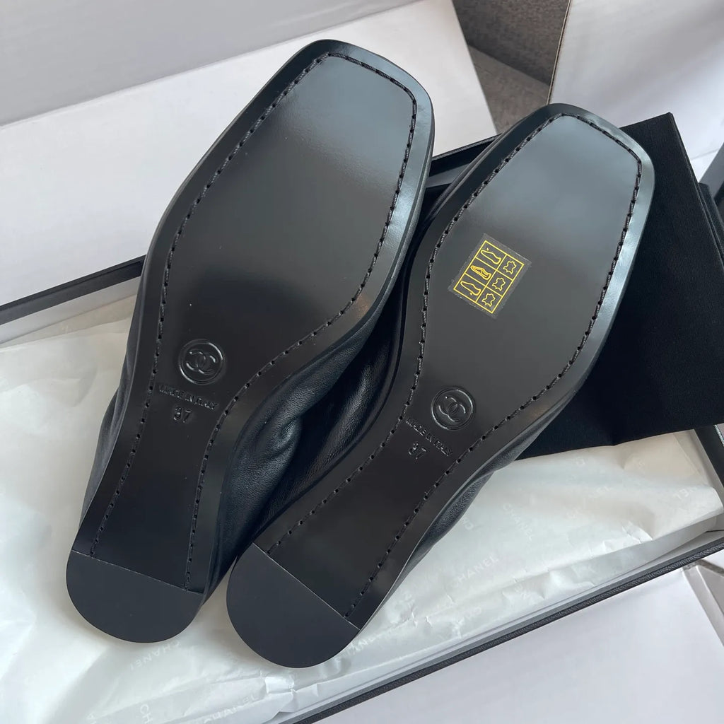 Chanel 26SS Women's Pleated Leather Ballet Flats