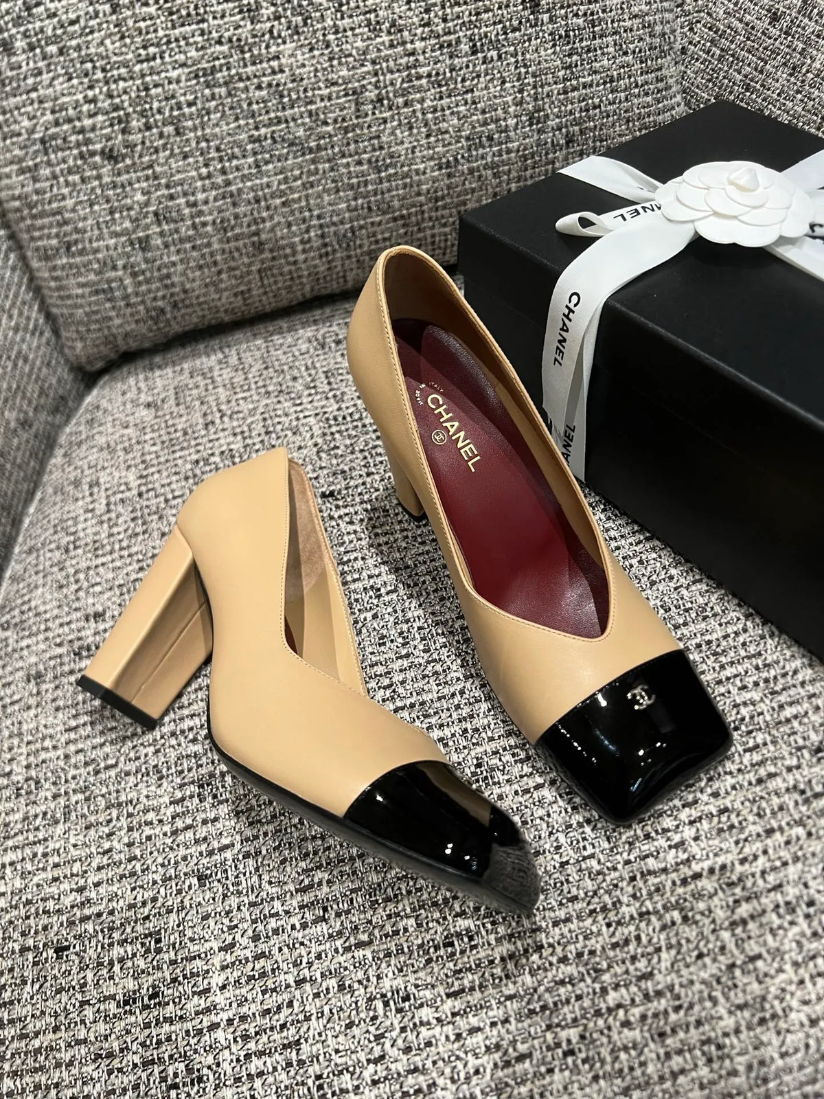 Chanel 26SS Women's Square-Toe Block Heels 3.5in