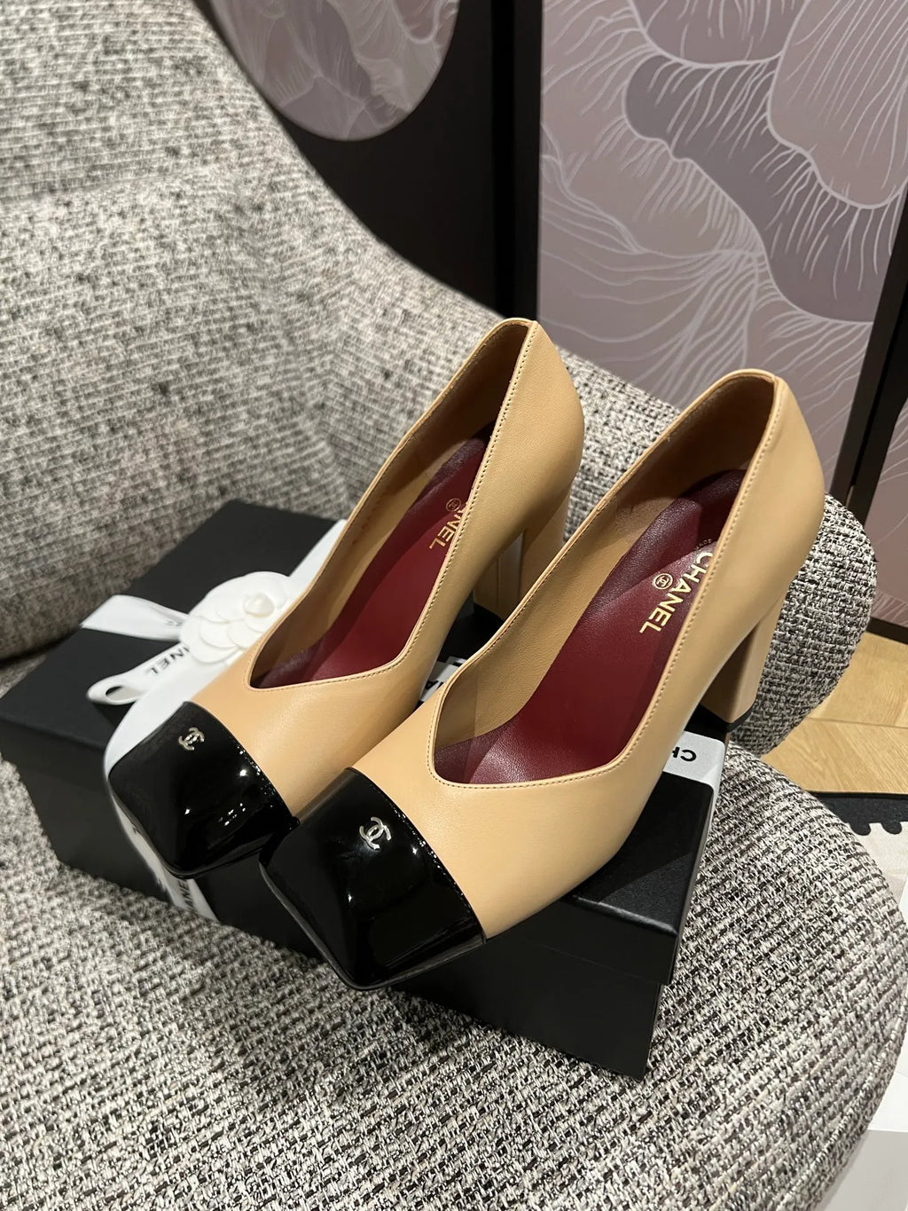 Chanel 26SS Women's Square-Toe Block Heels 3.5in