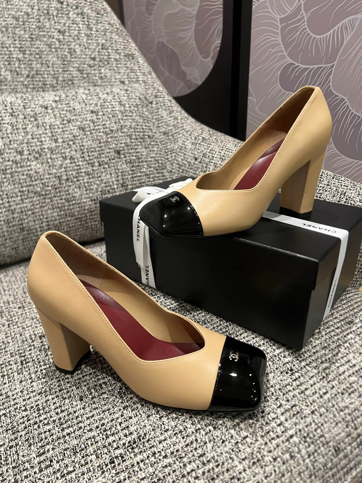 Chanel 26SS Women's Square-Toe Block Heels 3.5in