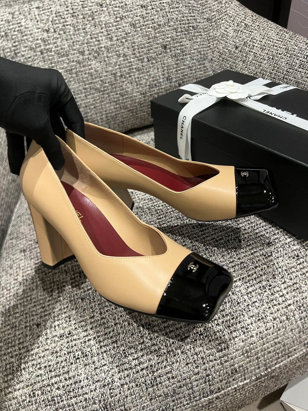 Chanel 26SS Women's Square-Toe Block Heels 3.5in