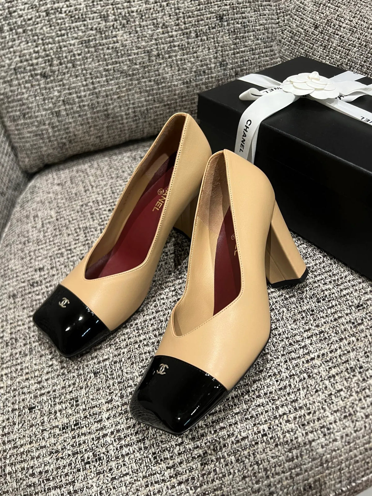 Chanel 26SS Women's Square-Toe Block Heels 3.5in