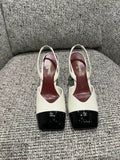 Chanel 26Ss Women's Square-Toe Chunky Heel Sandals 3.5in Sheepskin
