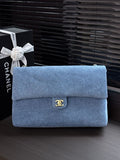 CHANEL AS6233 Maxi Flap Shoulder Bag Denim Blue