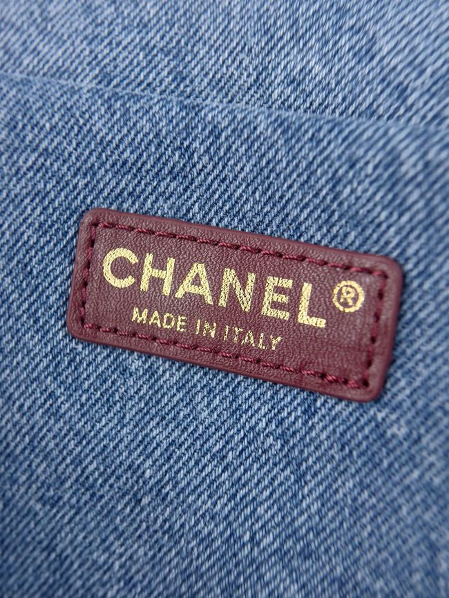 CHANEL AS6233 Maxi Flap Shoulder Bag Denim Blue