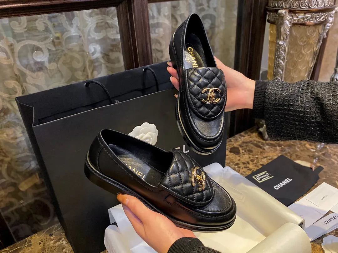 Chanel Black Backpack Buckle Loafers 543530