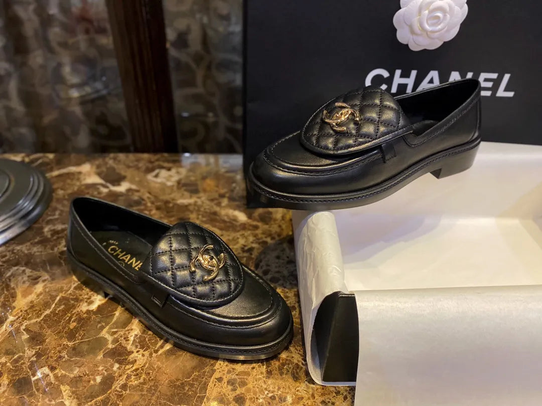Chanel Black Backpack Buckle Loafers 543530