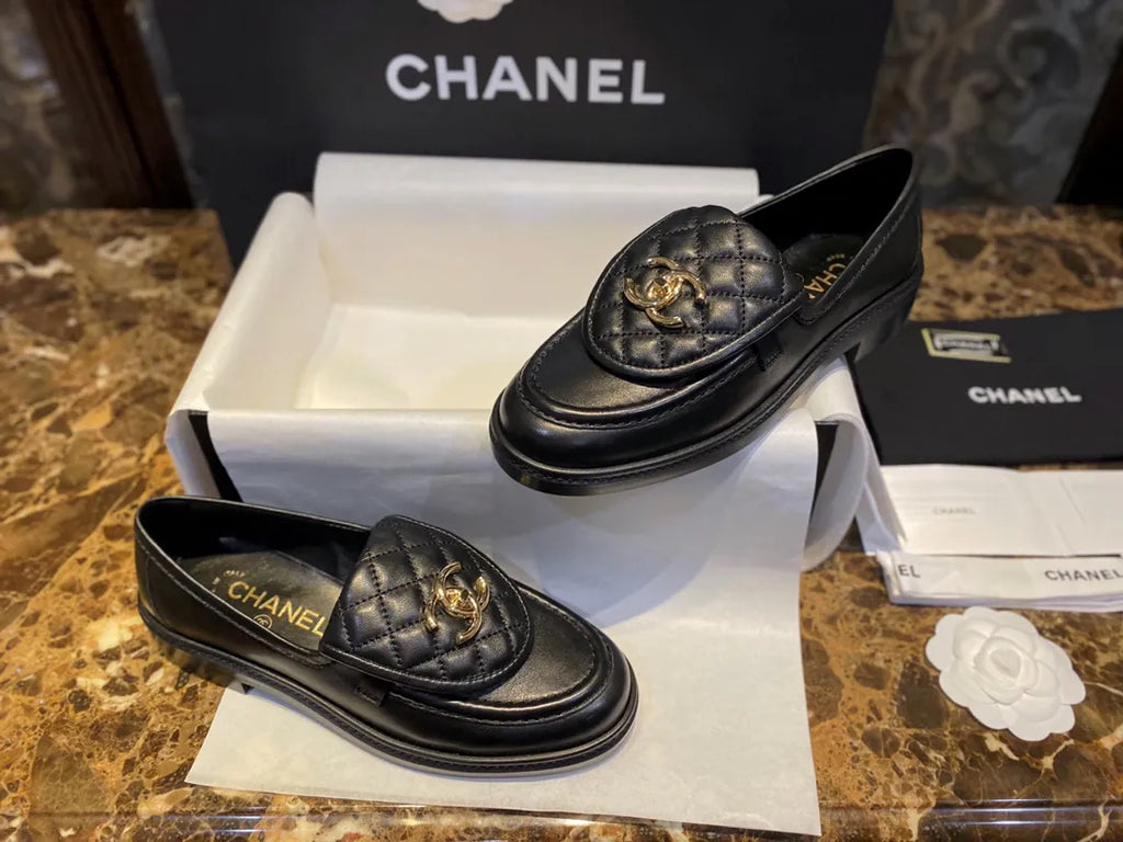 Chanel Black Backpack Buckle Loafers 543530
