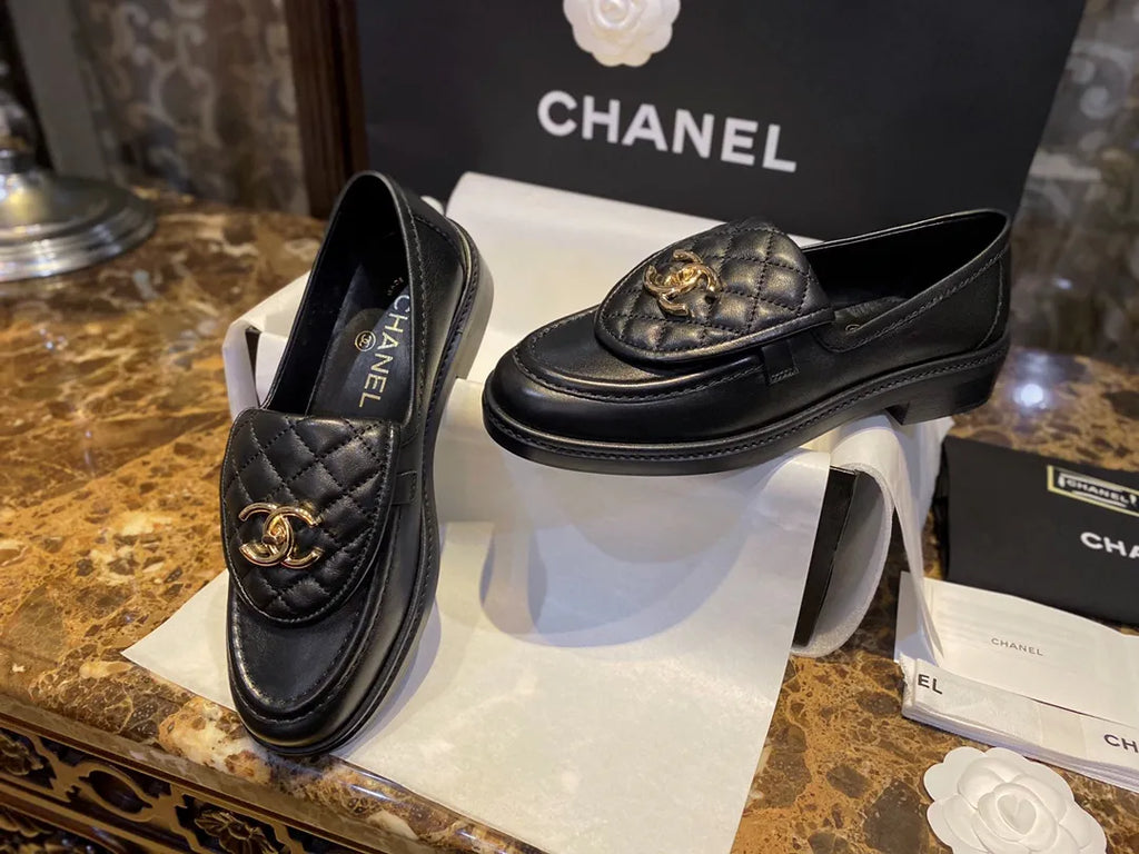 Chanel Black Backpack Buckle Loafers 543530
