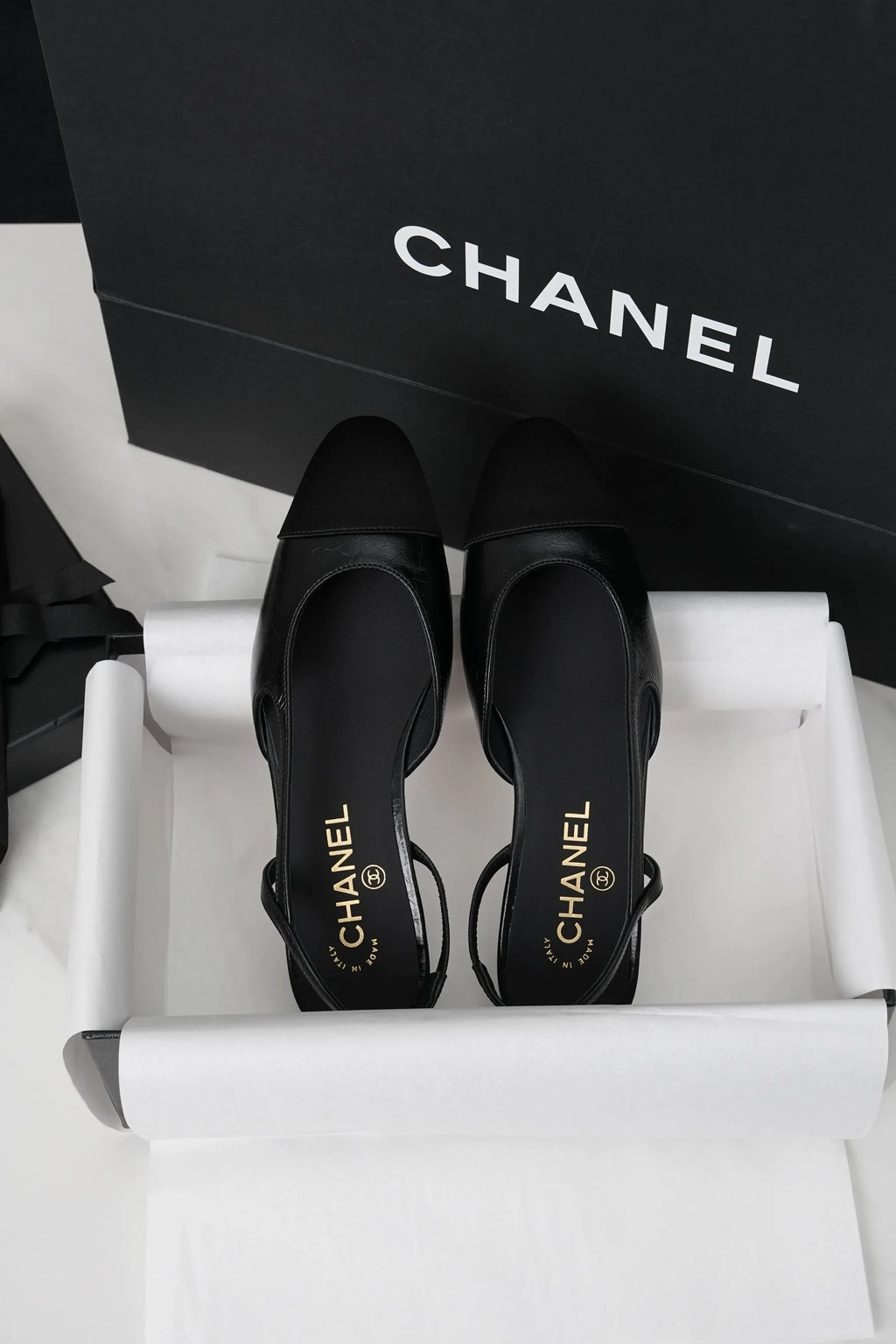 Chanel Black Crinkled Horse Leather Silk Flat Shoes 298584