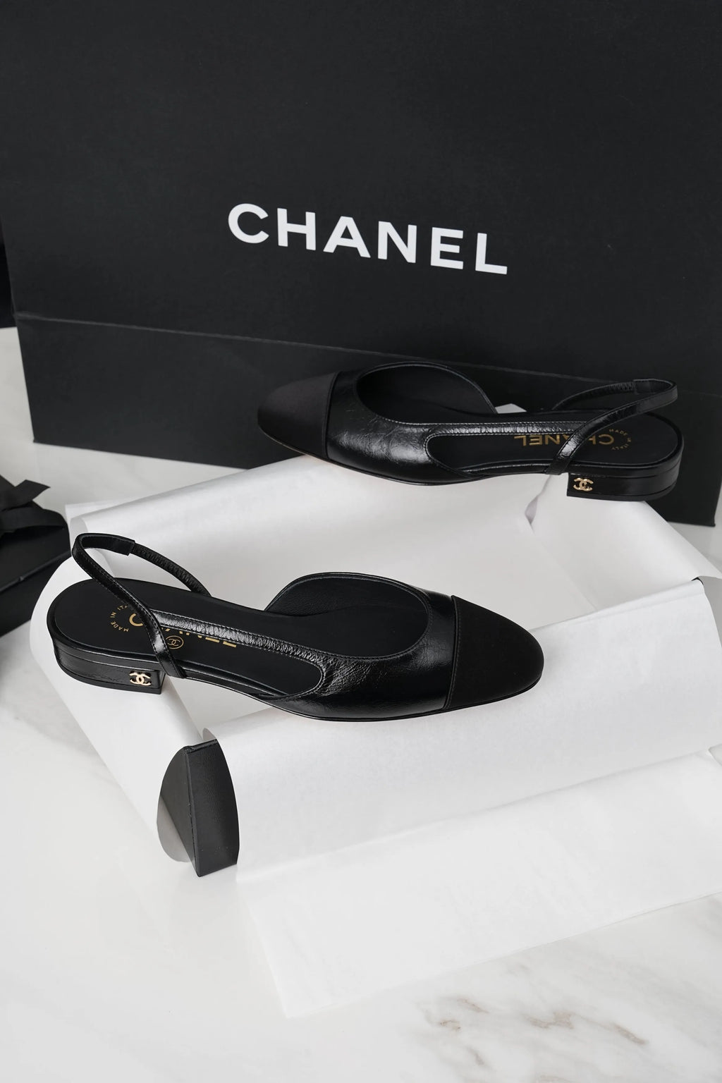 Chanel Black Crinkled Horse Leather Silk Flat Shoes 298584