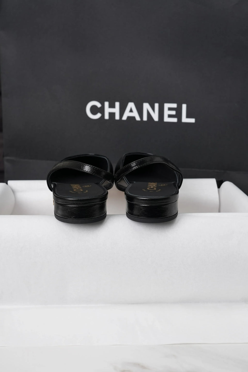 Chanel Black Crinkled Horse Leather Silk Flat Shoes 298584