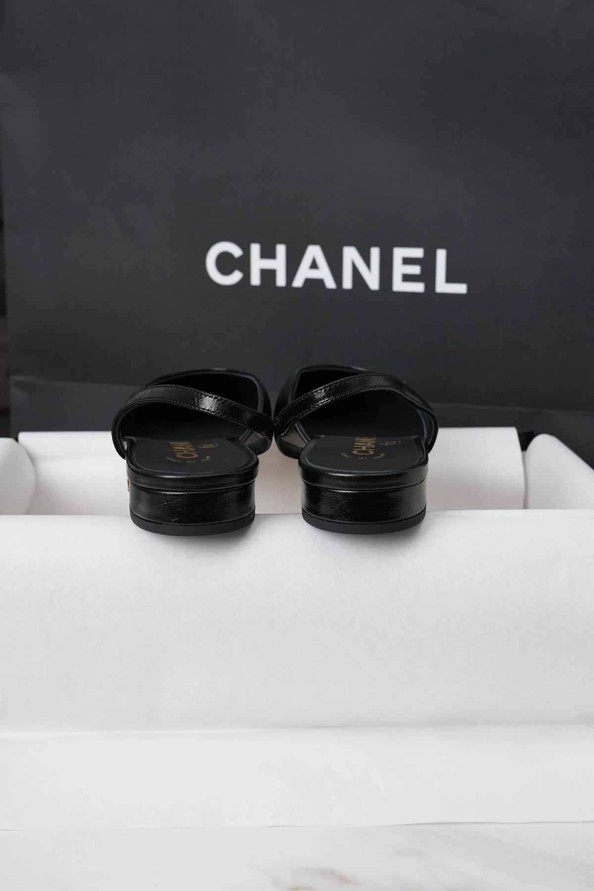 Chanel Black Crinkled Horse Leather Silk Flat Shoes 298584
