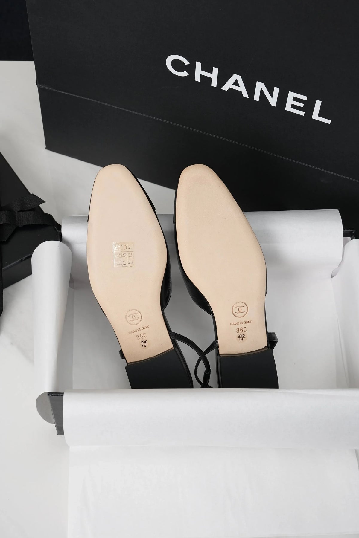 Chanel Black Crinkled Horse Leather Silk Flat Shoes 298584