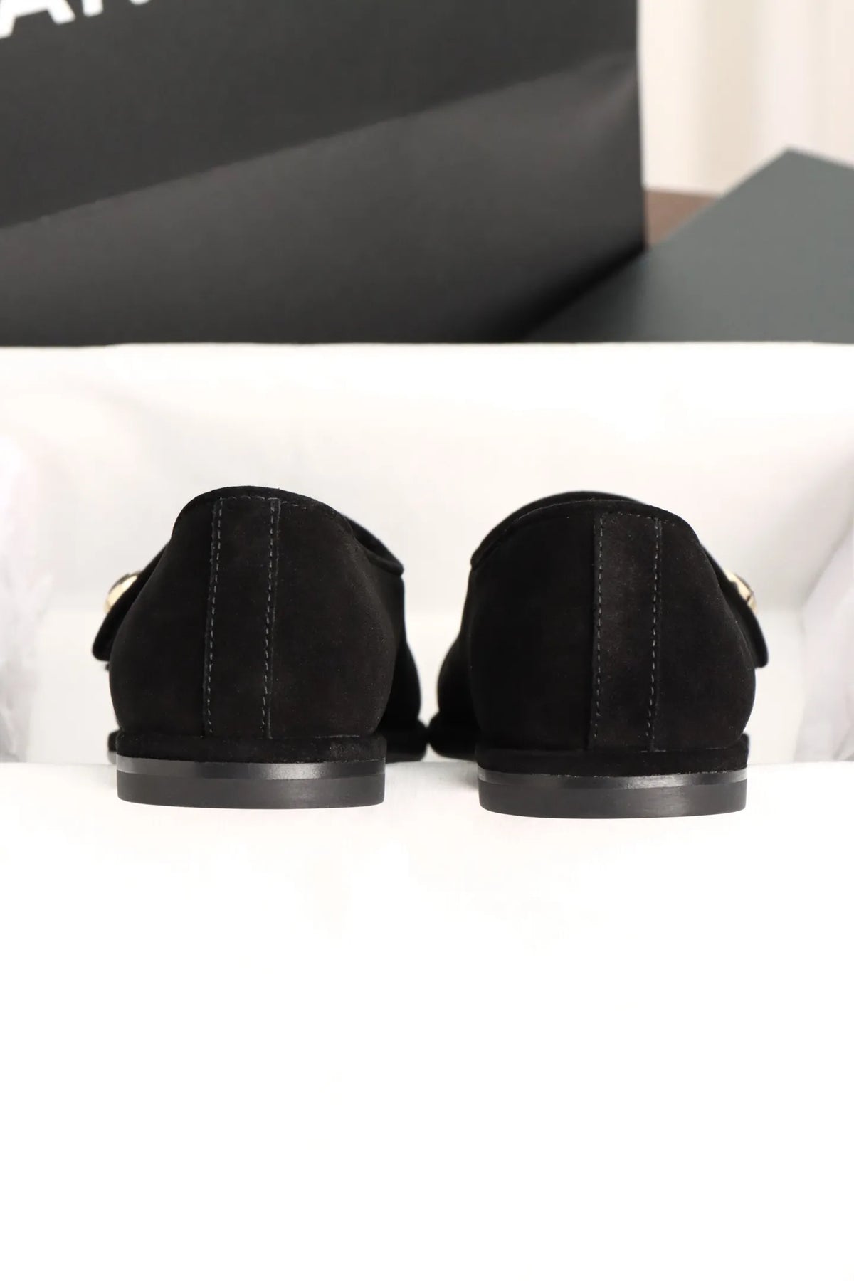 Chanel Black Mary Jane Plush Flats 858575