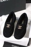 Chanel Black Plush Loafers 305030