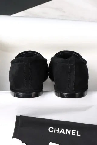 Chanel Black Plush Loafers 305030