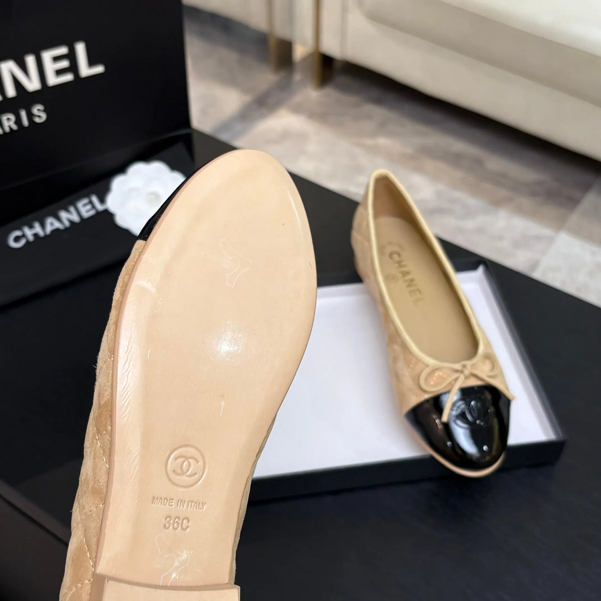 Chanel Classic Slingback Ballet Flats Lambskin Leather