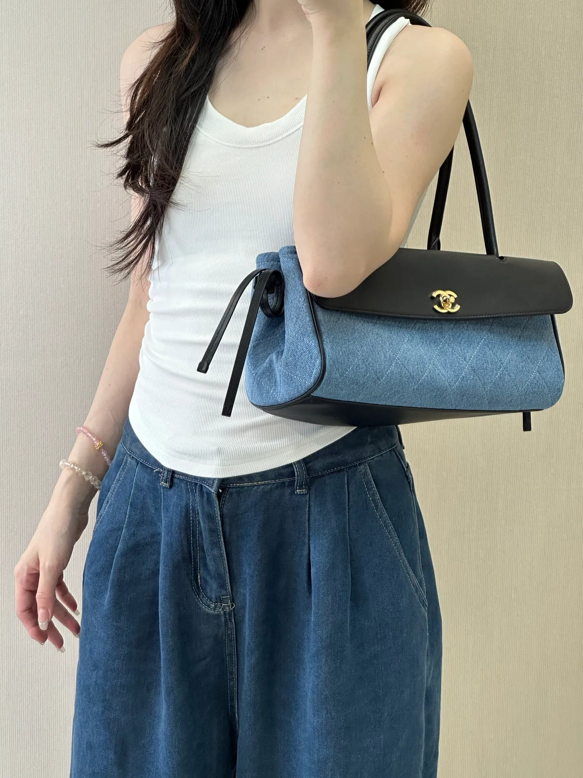 CHANEL Denim Baguette Bag