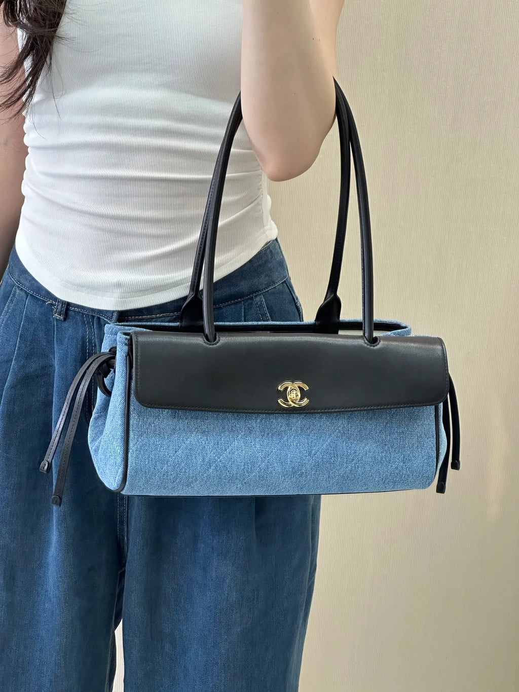 CHANEL Denim Baguette Bag