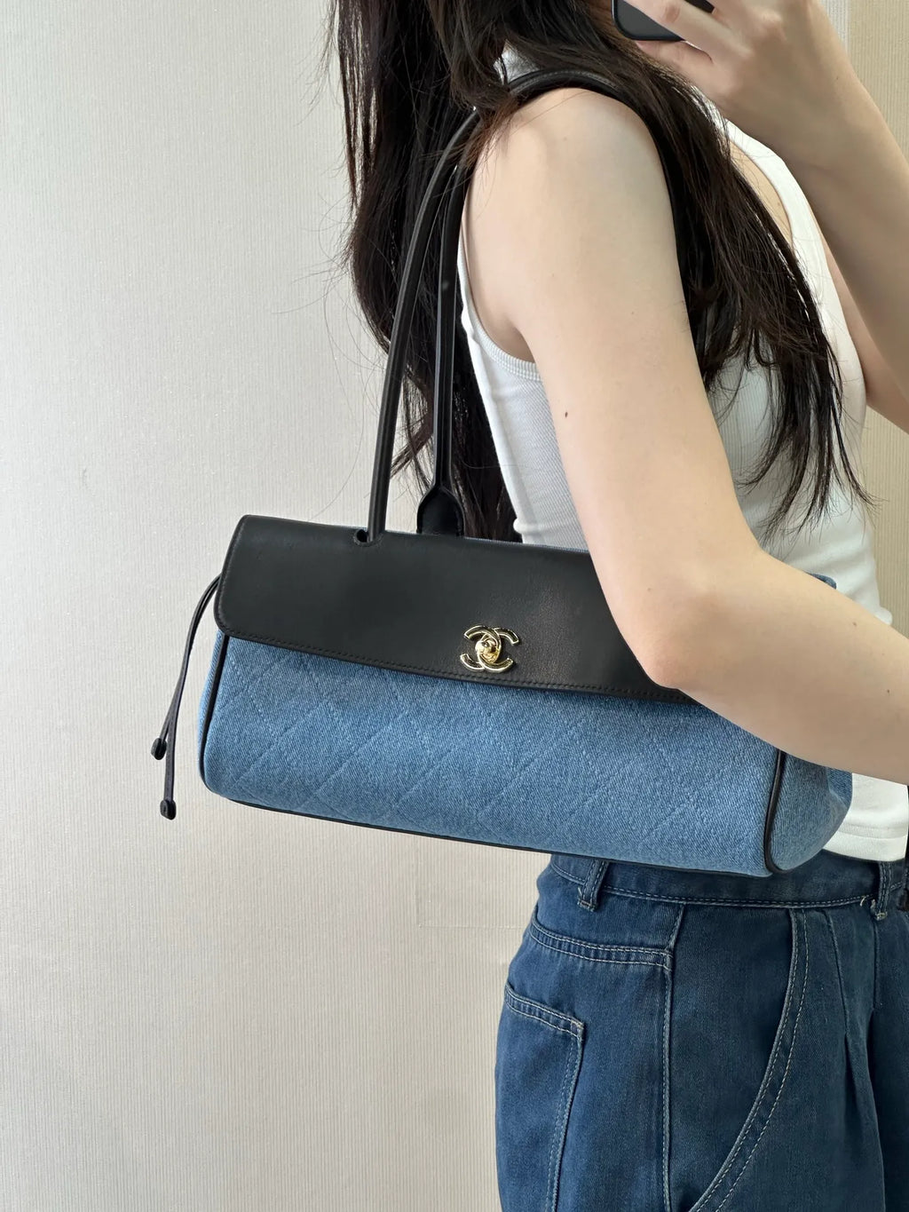 CHANEL Denim Baguette Bag