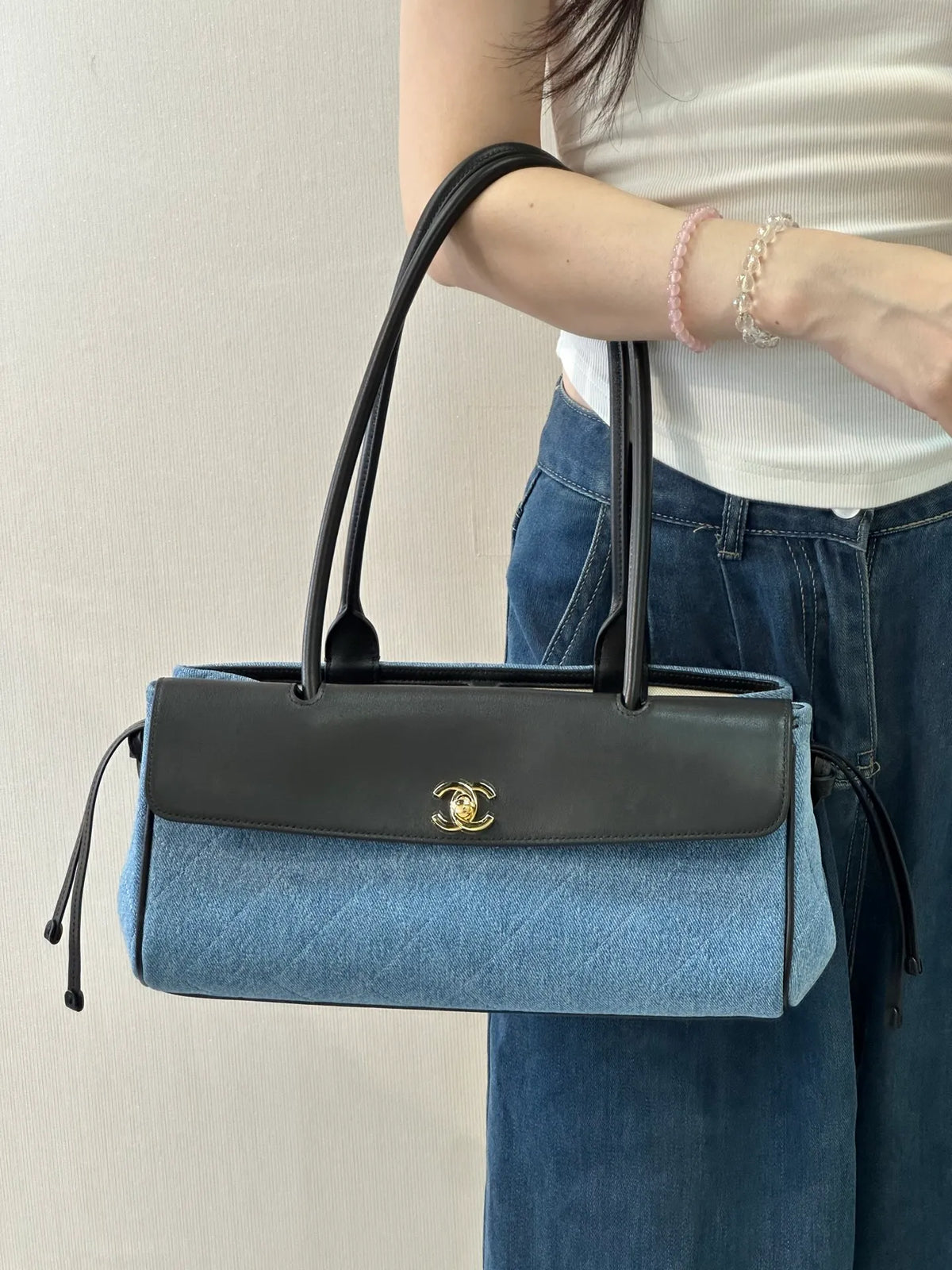 CHANEL Denim Baguette Bag