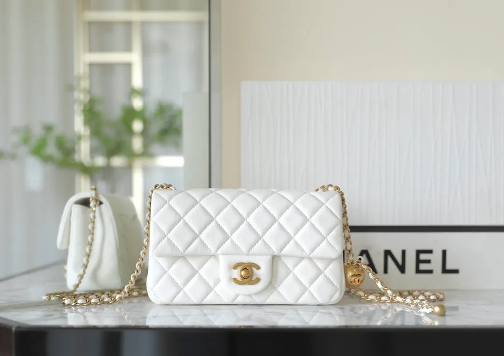 Chanel Golden Ball Flap Bag Lambskin Leather 0-866