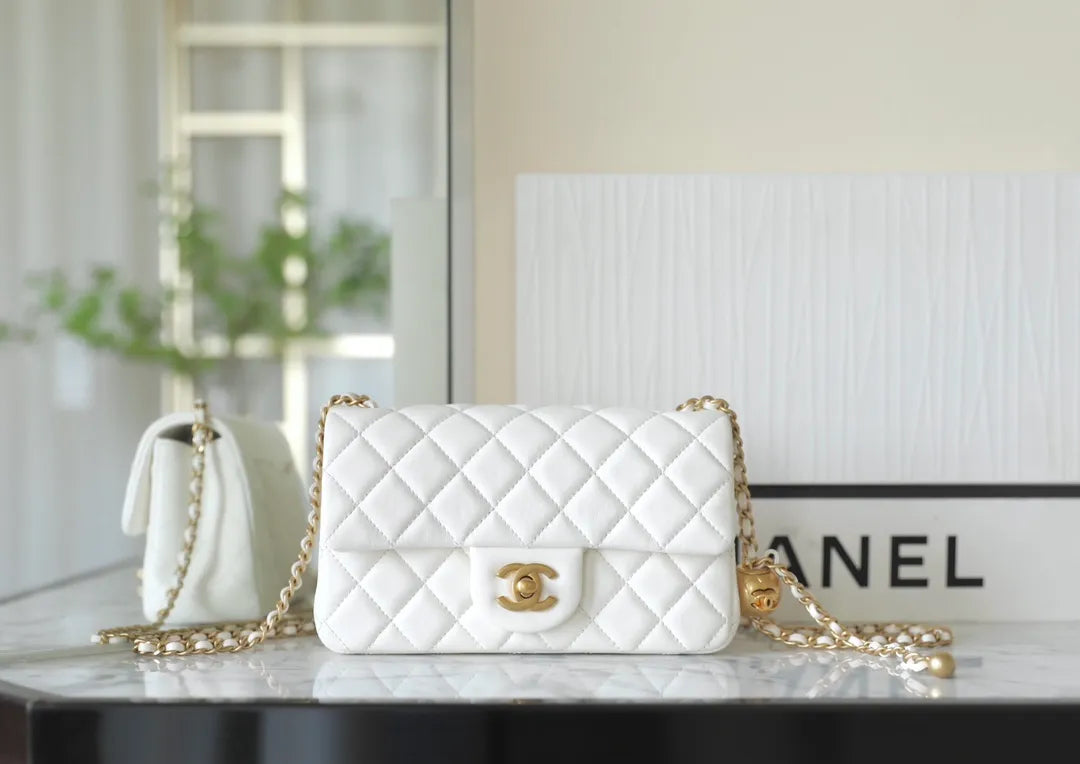 Chanel Golden Ball Flap Bag Lambskin Leather 0-866