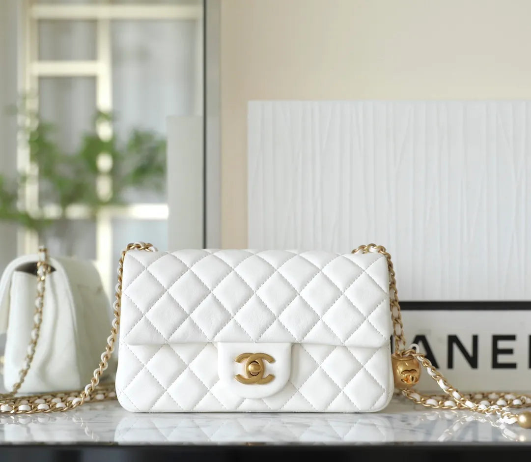 Chanel Golden Ball Flap Bag Lambskin Leather 0-866
