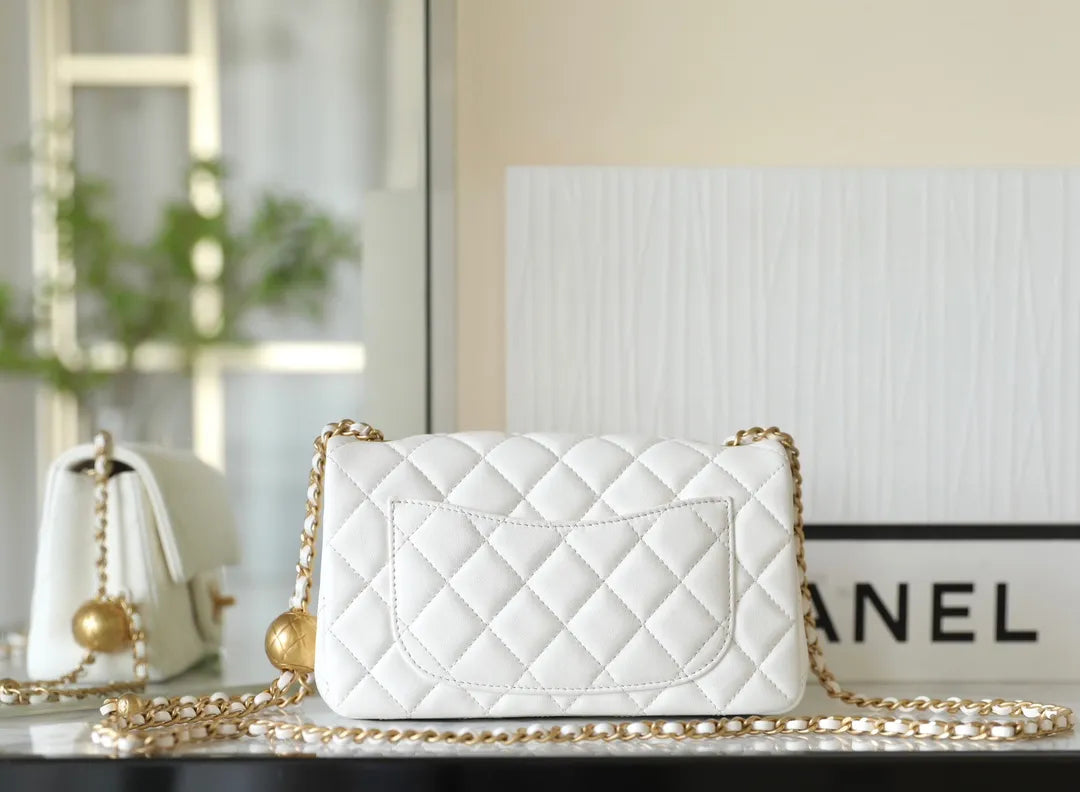 Chanel Golden Ball Flap Bag Lambskin Leather 0-866