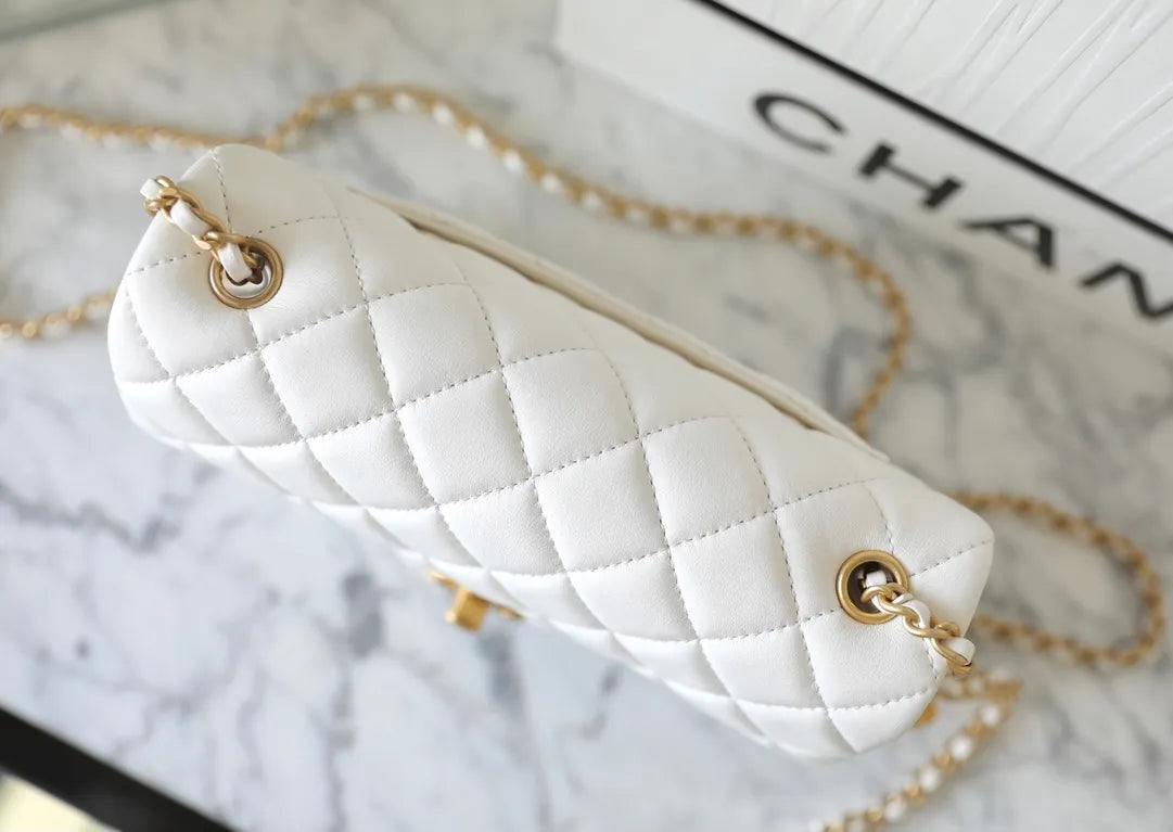 Chanel Golden Ball Flap Bag Lambskin Leather 0-866