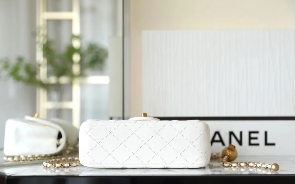 Chanel Golden Ball Flap Bag Lambskin Leather 0-866
