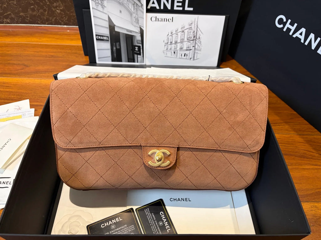 CHANEL Large Suede CF Handbag