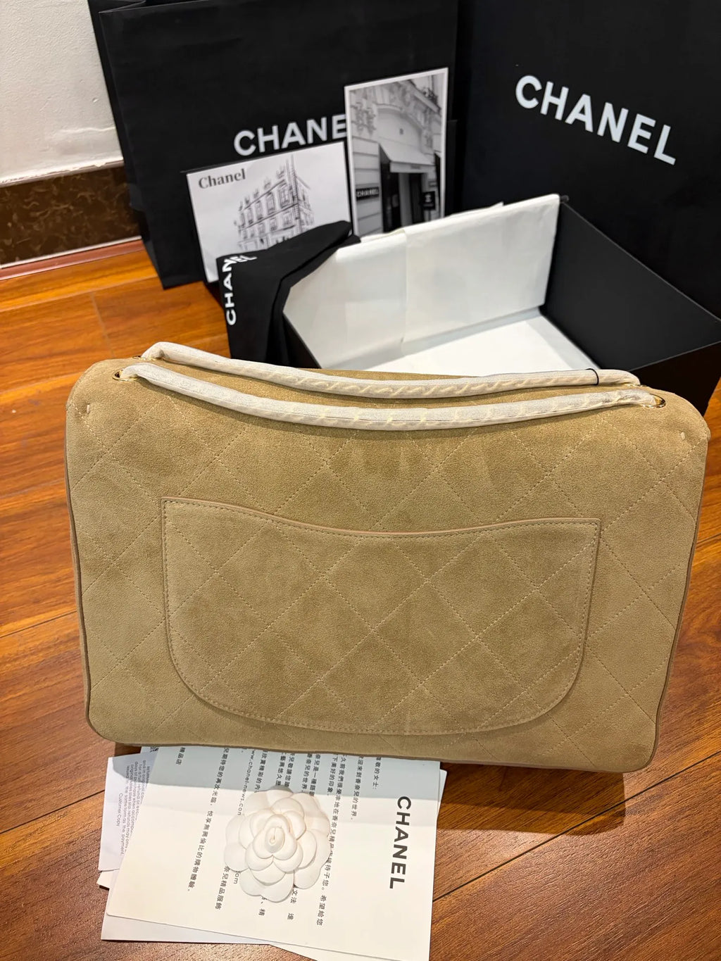 CHANEL Large Suede CF Handbag