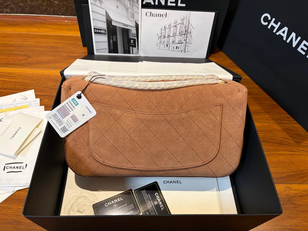 CHANEL Large Suede CF Handbag